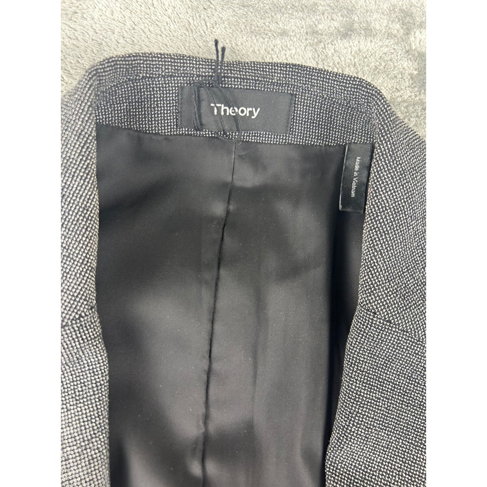 Theory Gabrielle Grey Wool Blend Single Button Blazer Jacket Size 4 Career - Picture 5 of 10